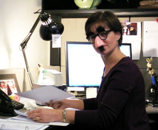 Woman with Groucho Marx mask